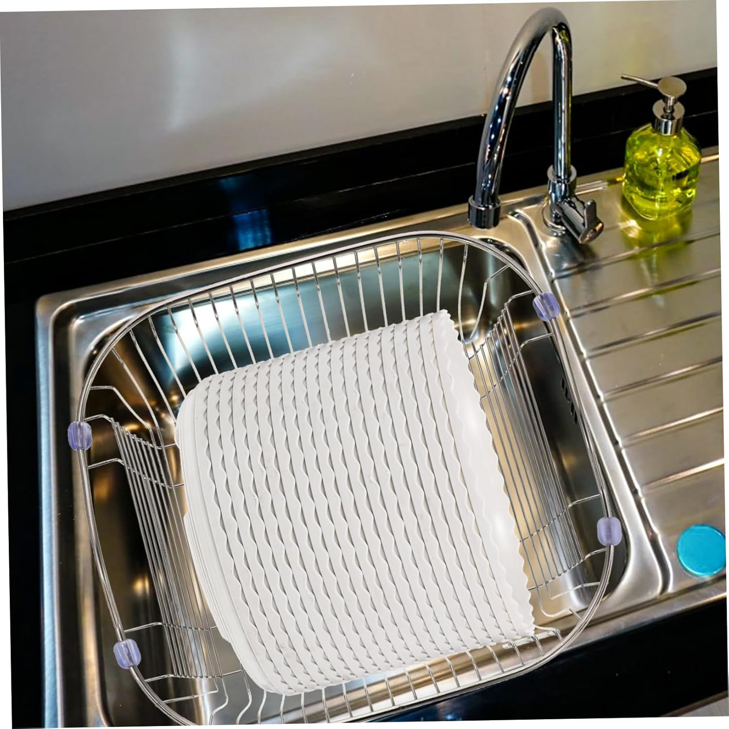 Stainless Steel Sink Drain Rack Dish Drying Rack Kitchen Sink Strainer Basket