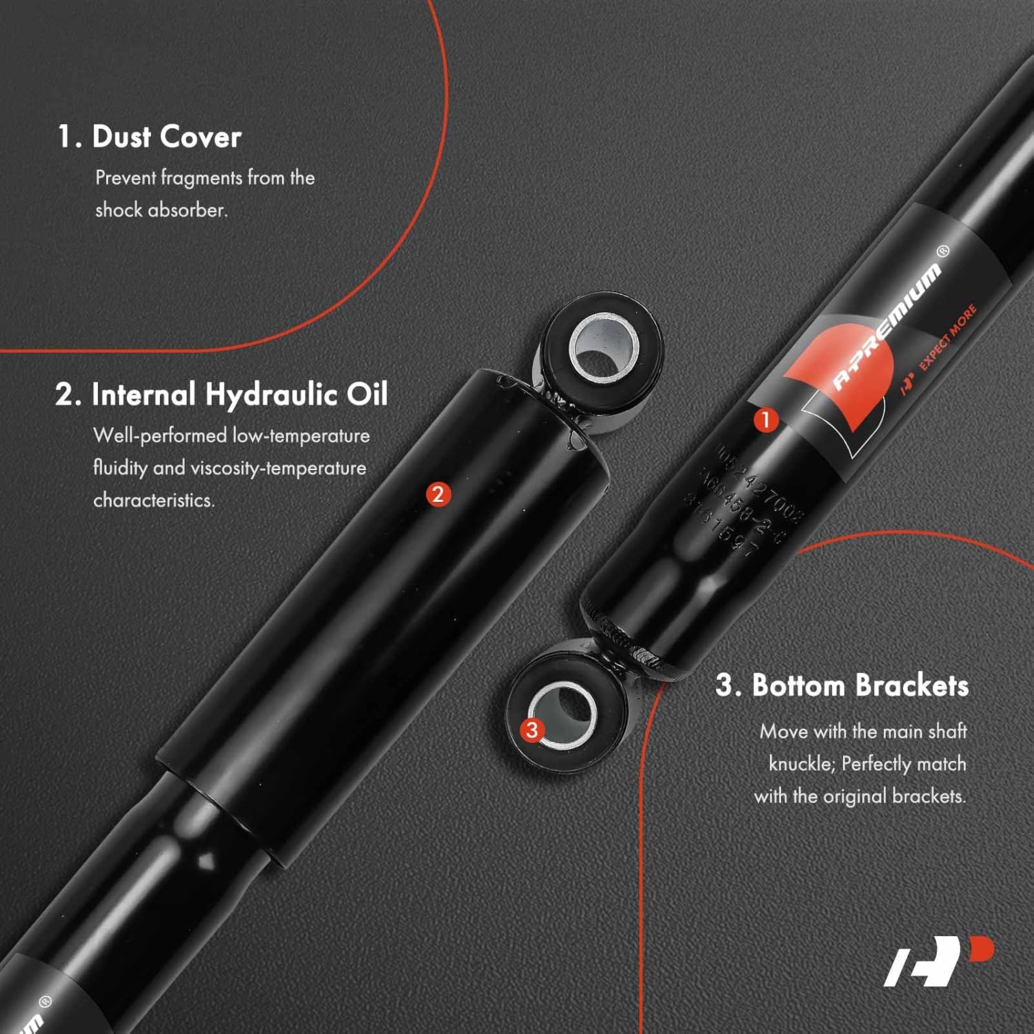 A-Premium Front Pair (2) Shock Absorber Compatible with Freightliner Cascadia 2018 2019 2020 2021 2022, Driver and Passenger Side