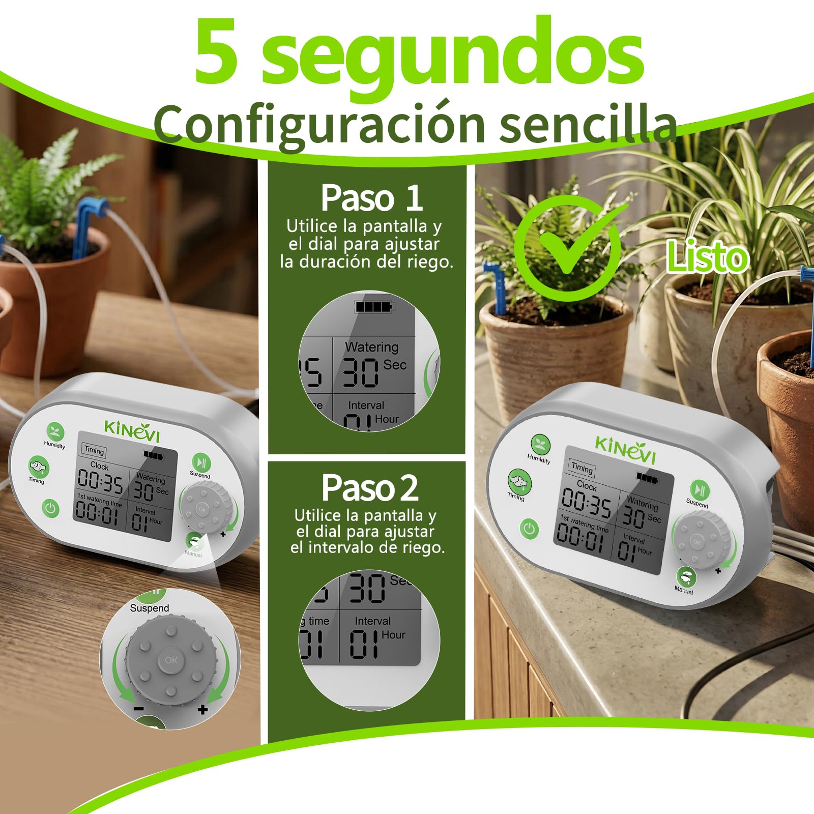 Sistema de riego automático de plantas para,15 plantas en maceta, temporizador de agua programable con detección inteligente de humedad, adecuado para interiores, balcones
