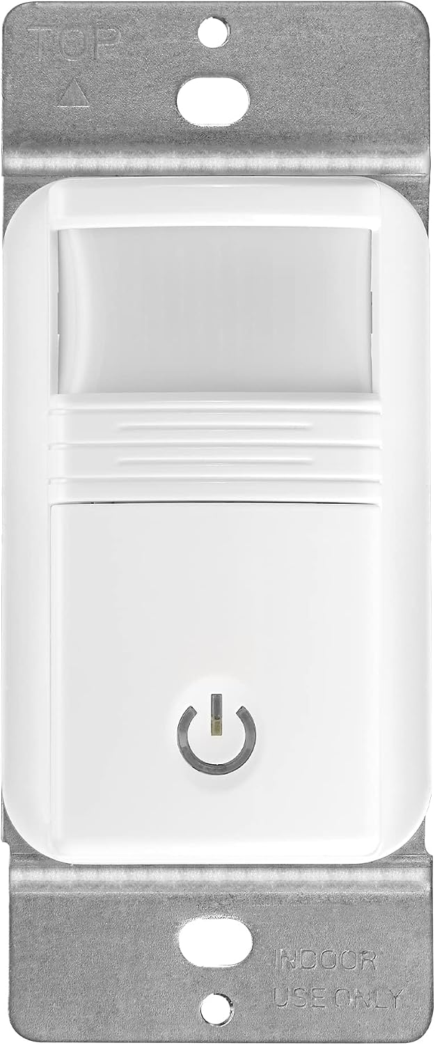 Maxxima Occupancy Vacancy Motion Sensor PIR Wall Switch, 3-Way or Single Pole Wall Plate Included, Commercial or Residential, 120-277V