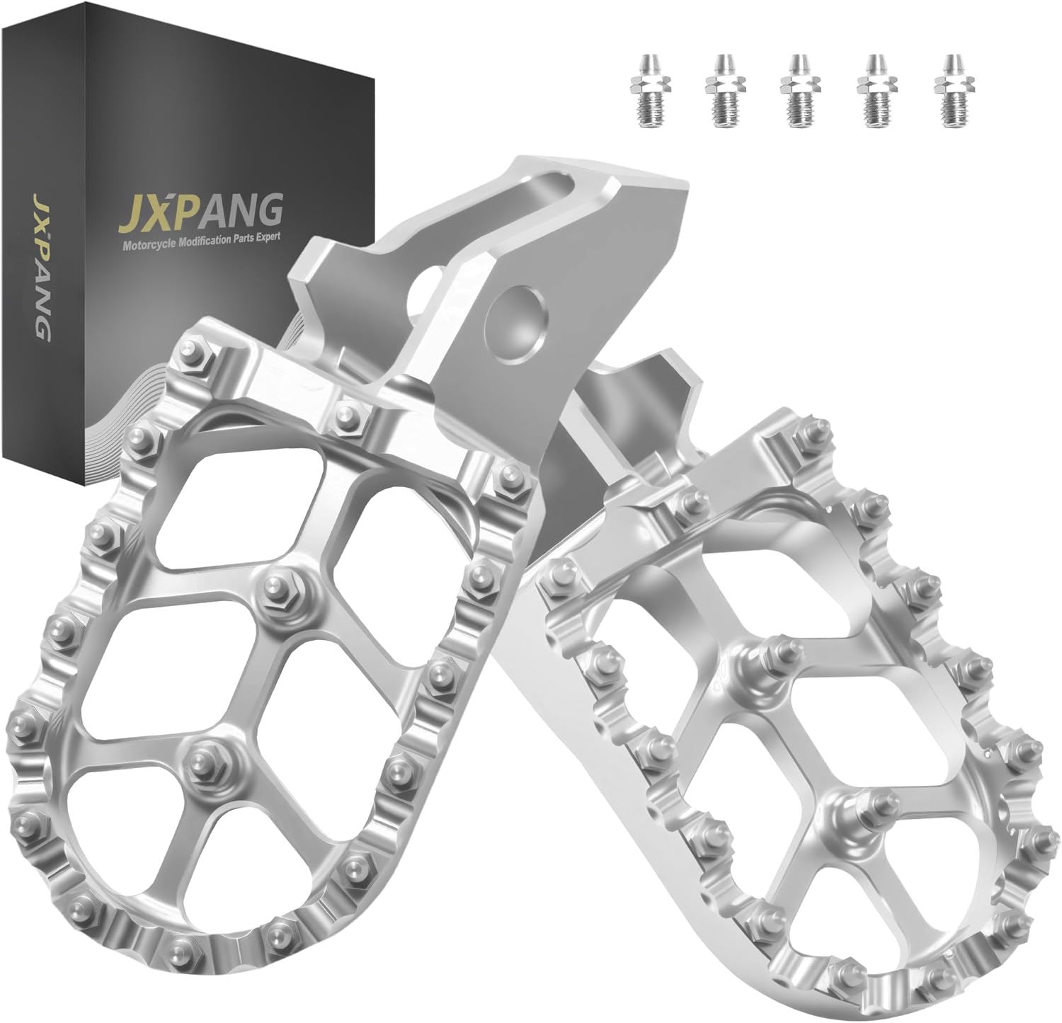 Foot Pegs for Surron Ultra Bee, CNC 6061-T6 Aluminum Heavy-Duty Footpegs with Anti-Slip Cleats, Compatible with Ultrabee UB Electric Dirt Bike Motocross (Silver)