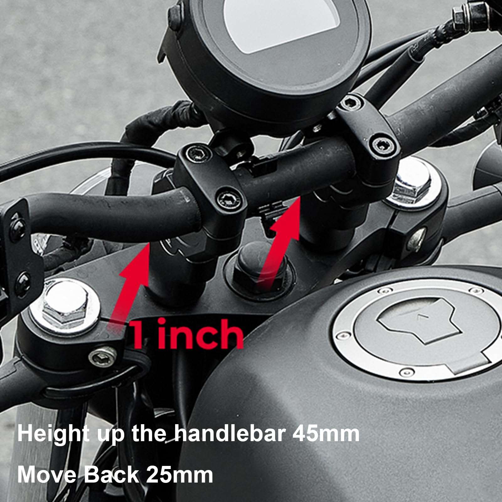 Riser per manubrio moto 45 mm in alluminio per Honda Rebel 1100 500 300 250 CMX 1100 CMX 500 CMX 300 CMX 250 2017-2025 (nero)