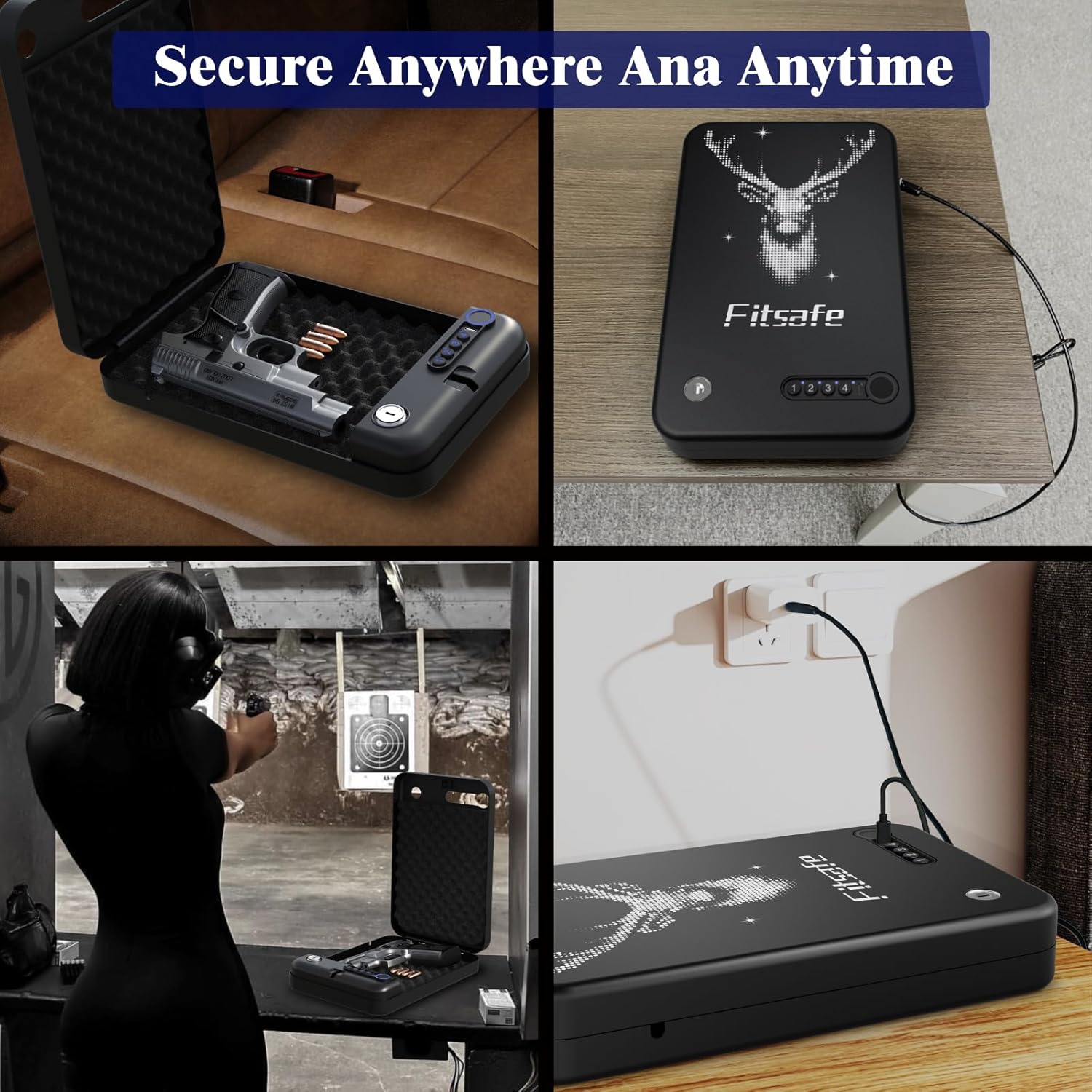 Biometric Gun Safe Travel Case, Bluetooth Portable Small Pistol Safe, Keypad for Nightstand Beside Home, Quick Access Smart Fingerprint Handgun Safe with Keys
