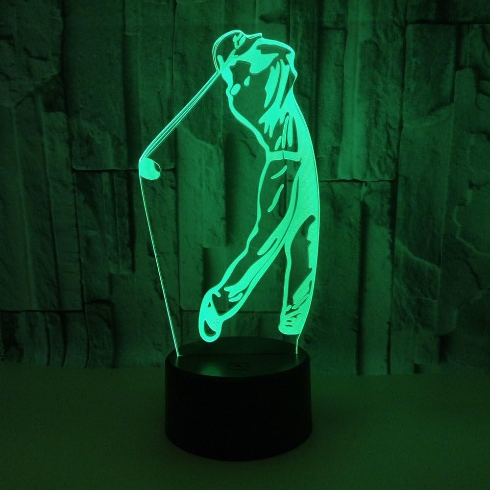 WMH 3D Golf Desk Lamp 7 Colors Changing Touch Switch LED Night Light with USB Powered for Home/Office Decorations/Gifts image 2