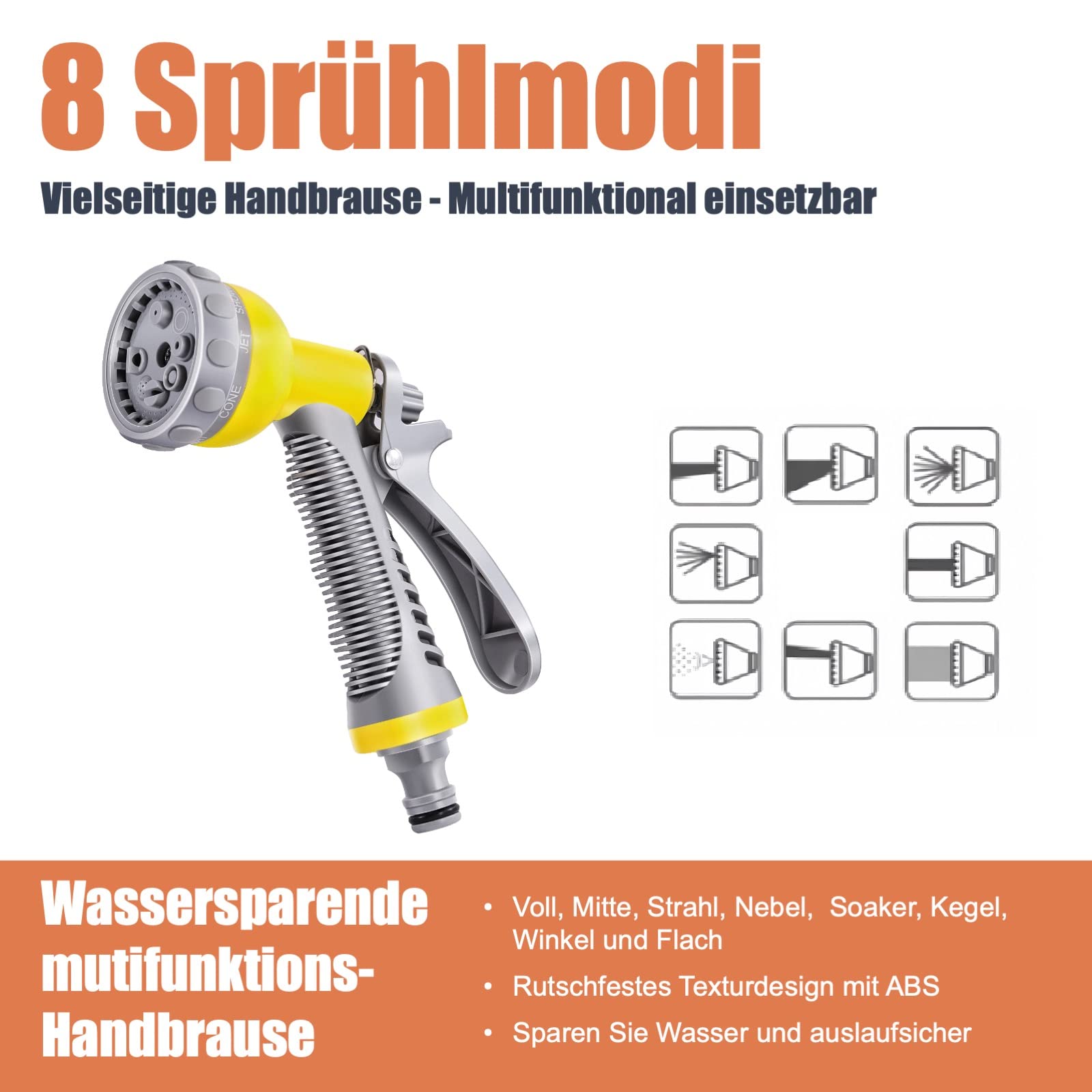 FANZTOOL 35m+2m Schlauchtrommel Set mit Wandhalterung Inkl. 8-Funktionen-Multi-Handbrause | Automatik Einrollen | 180° Schwenkbar | Gartenschlauch RoHS geprüft