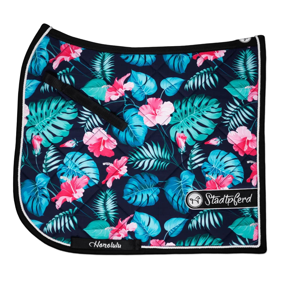 Premium Schabracke Honolulu ✓ Air-Mesh Technologie ✓ Füllung 70% Bambus & 30% Polyester ✓ Anti-Haar Klettverschluss • Schabracke Dressur - Schabracke Pferd - Schabracke Set - Schabracke blau