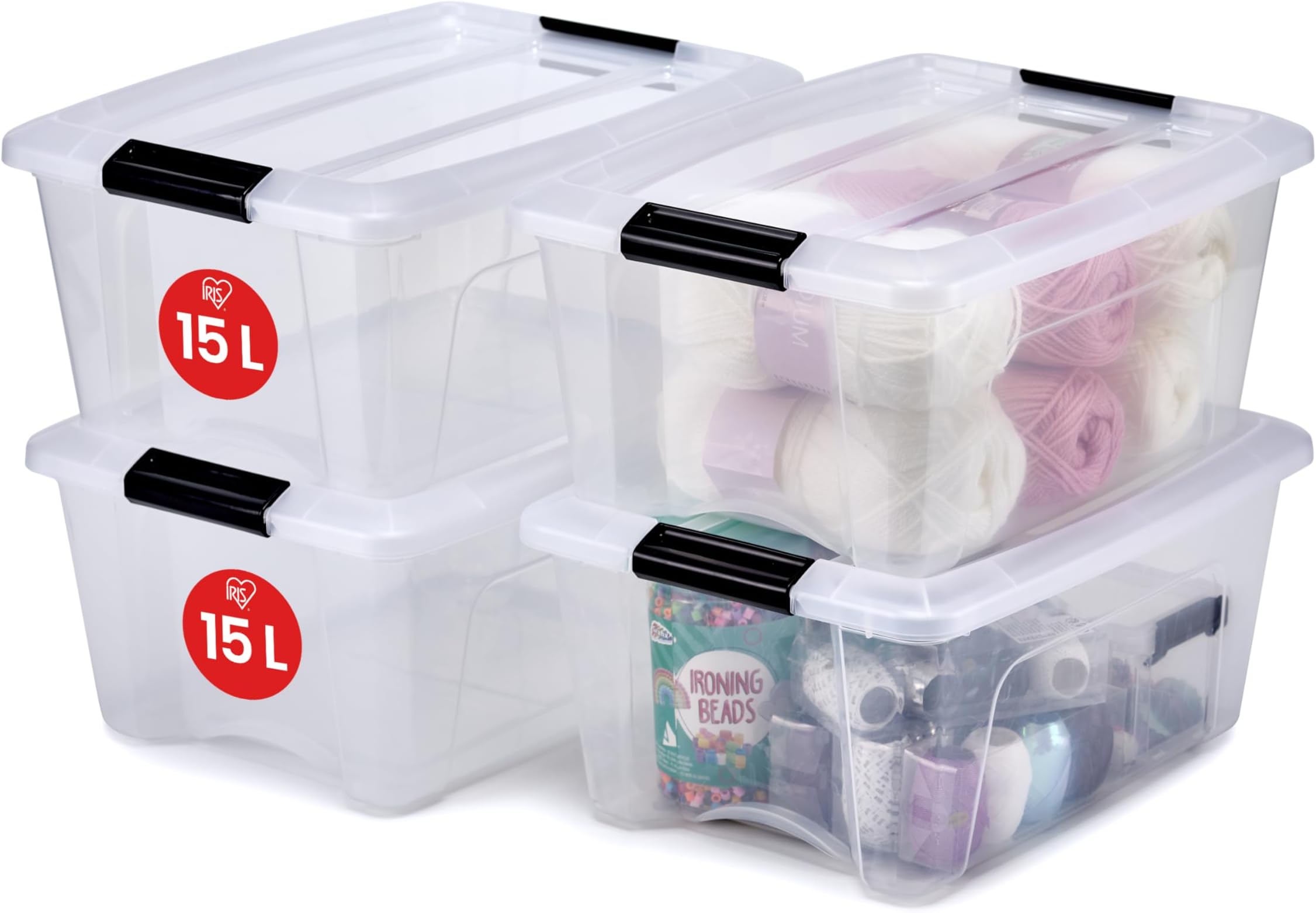 Iris Ohyama, Boîte plastique, Dessous, Coffre de Lit à roues, Lot de 14