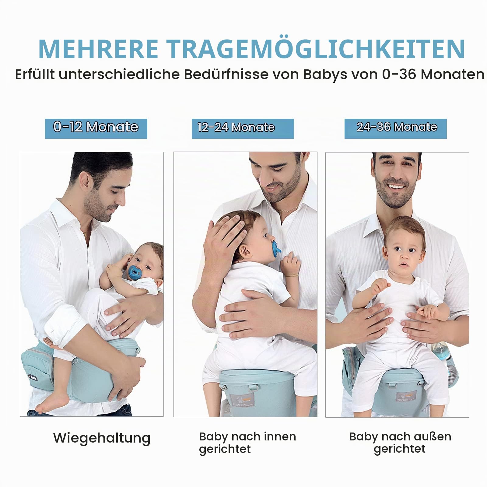 SONARIN Baby Hüftsitz,Ergonomischer Taille Hocker Baumwolle Babytrage Hipseat Hüfttrage mit Sicherheitsgurt & Einzelnem Schultergurt Multi-Position Bauchtragen für Neugeborenes Kinder(Dunkelblau)