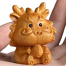 Leap Raupe 龍 置物 木彫り 風水 龍の置物 龍神 玄関 置き物 木製 小 (‎4×3.5cm)