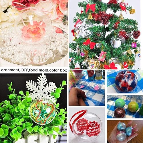 Miniatura 6 de Yeelan - Juego de adornos de bolas rellenables de plástico transparente