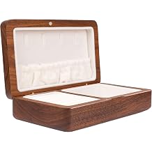 Jewelry Box Ladies Retro Travel Portable Mini Simple Solid Wood Wooden Small Jewelry Organize Storage Display Box Walnut