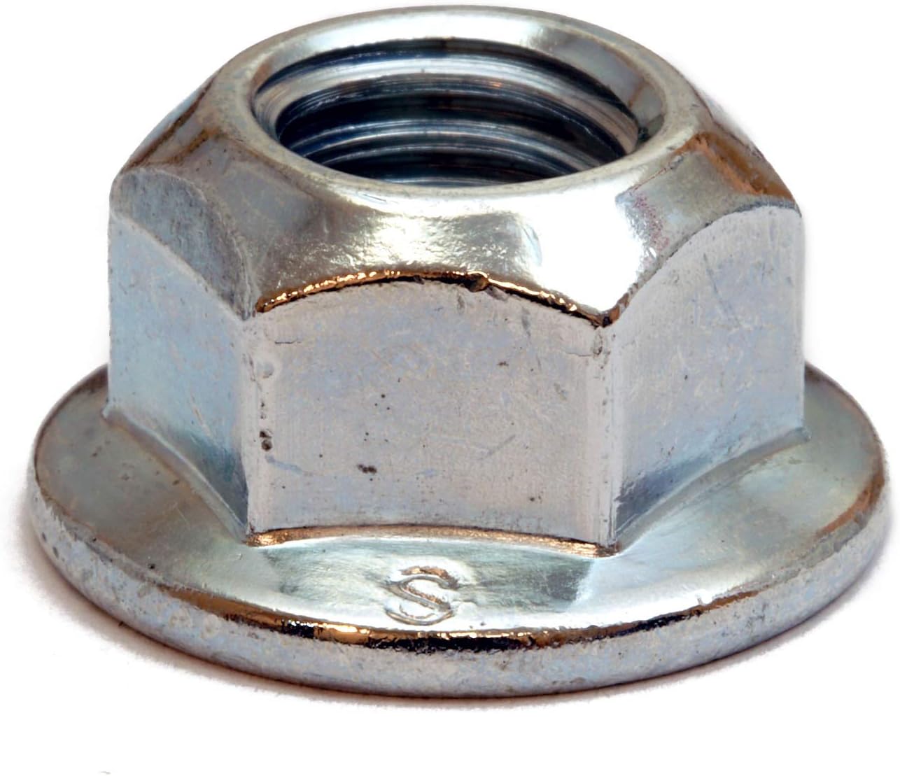 MonsterBolts - M5 Flanged Prevailing Torque Nuts, DIN 6927, Zinc CR+3, 10 Pack