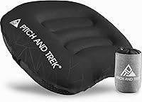 Pitch and Trek Ultralight Inflatable Camping Pillow - Compact 3.5oz Portable Neck Lumbar Support for Hiking Backpacking Travel Hammock