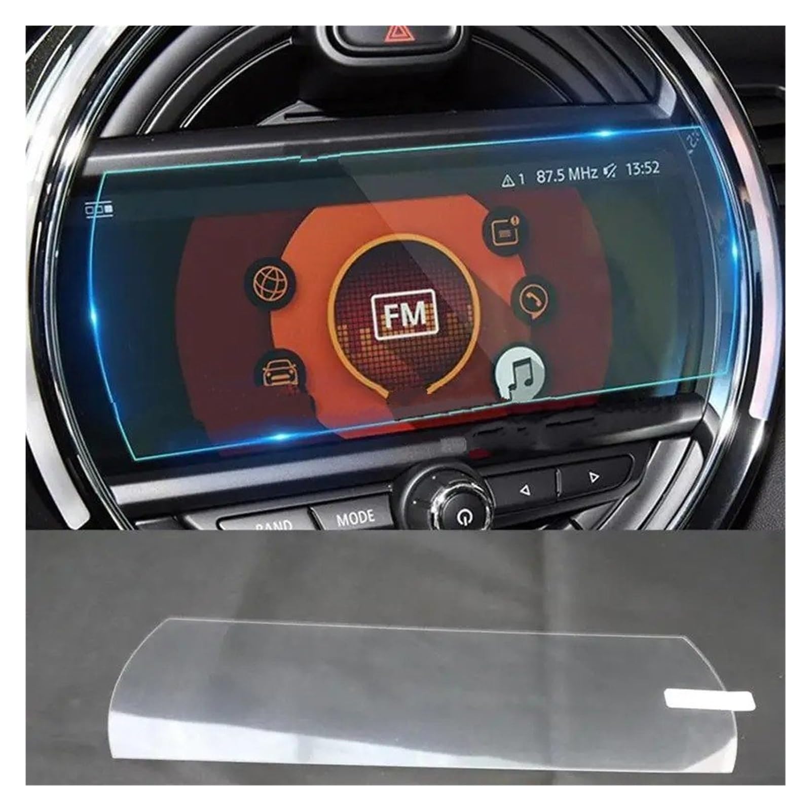 Gehaerteter Bildschirmschutz für Navigator Cooper GPS panel 6.5 inch Direkt