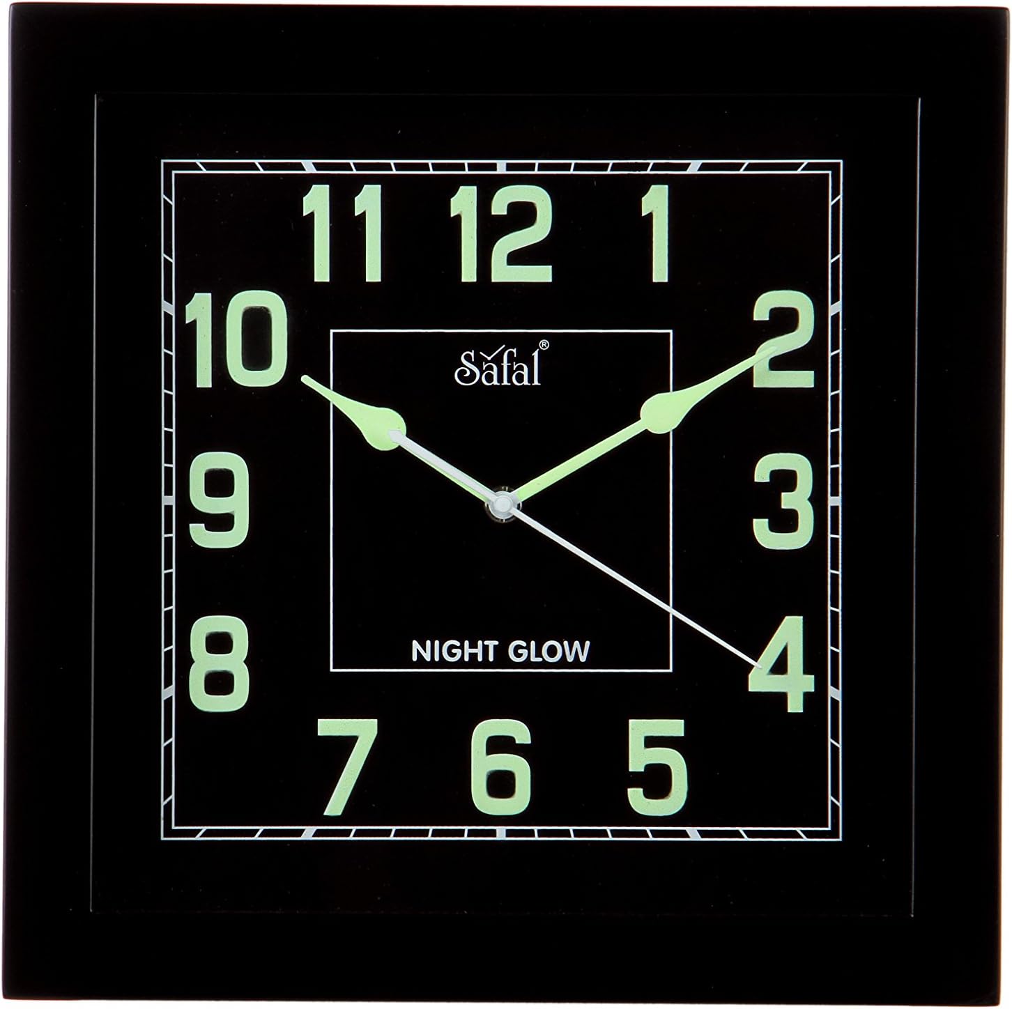 Safal Wooden Night Glow Clock (Black, SQNG 102)
