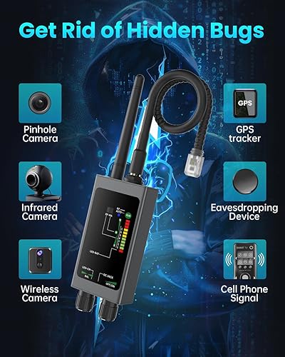 Miniatura 3 de MINICOAST MAX M12 - Detectores de cámara oculta, detector anti espía de alta sensibilidad con alarma antirrobo, 6 modos profesionales, detector de