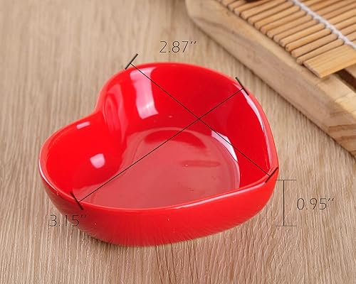 Miniatura 2 de WHJY Red Love - Cuenco de cerámica con forma de corazón, cuenco de porcelana contemporánea, platos de condimentos, platos de salsa de soja para