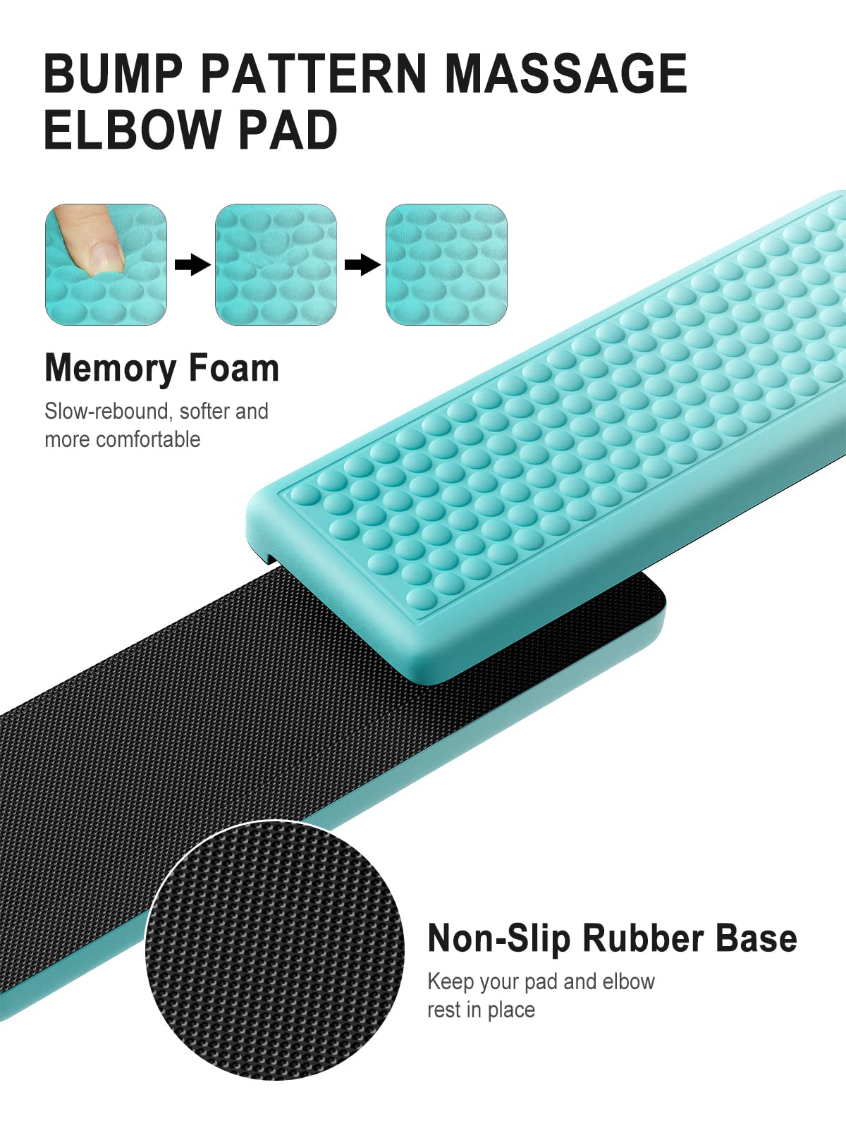 Hsurbtra L-Shaped Desk Elbow Pad, 2-Piece Soft Memory Foam Elbow Support Padding with Non-Slip Rubber Base, Ergonomic Desk Edge Cushion Wrist Rest for Office, Home, Work, Gaming, Gradient Lake Green - Image 3