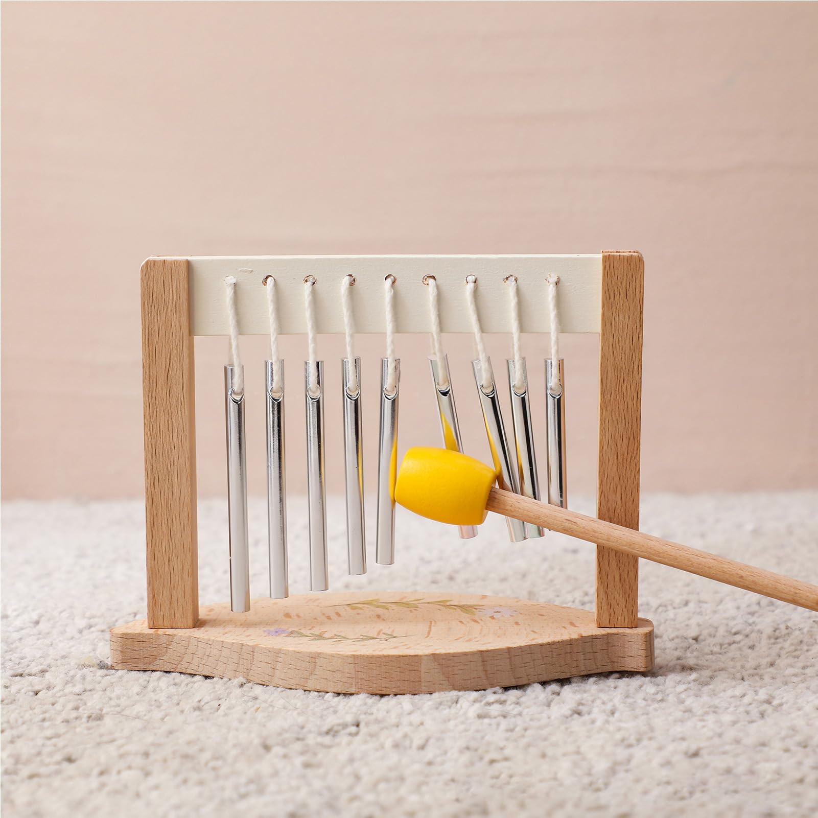 Montessori-Holzmusikinstrumente-Set, Naturholz, Tamburin, Xylophon, Maracas, Windspiel, frühes Lernen, Musikbildungsspielzeug für Kinder und Kleinkinder
