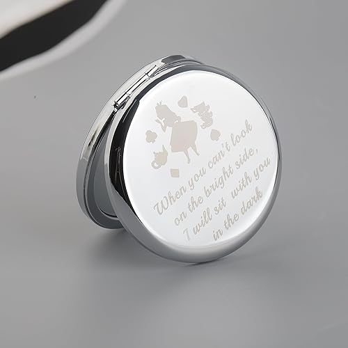 Miniatura 4 de AKTAP Alice Gifts - Espejo compacto para los fans de Alicia "I Will Sit with You in The Dark Wonderland", espejo de maquillaje para mujer