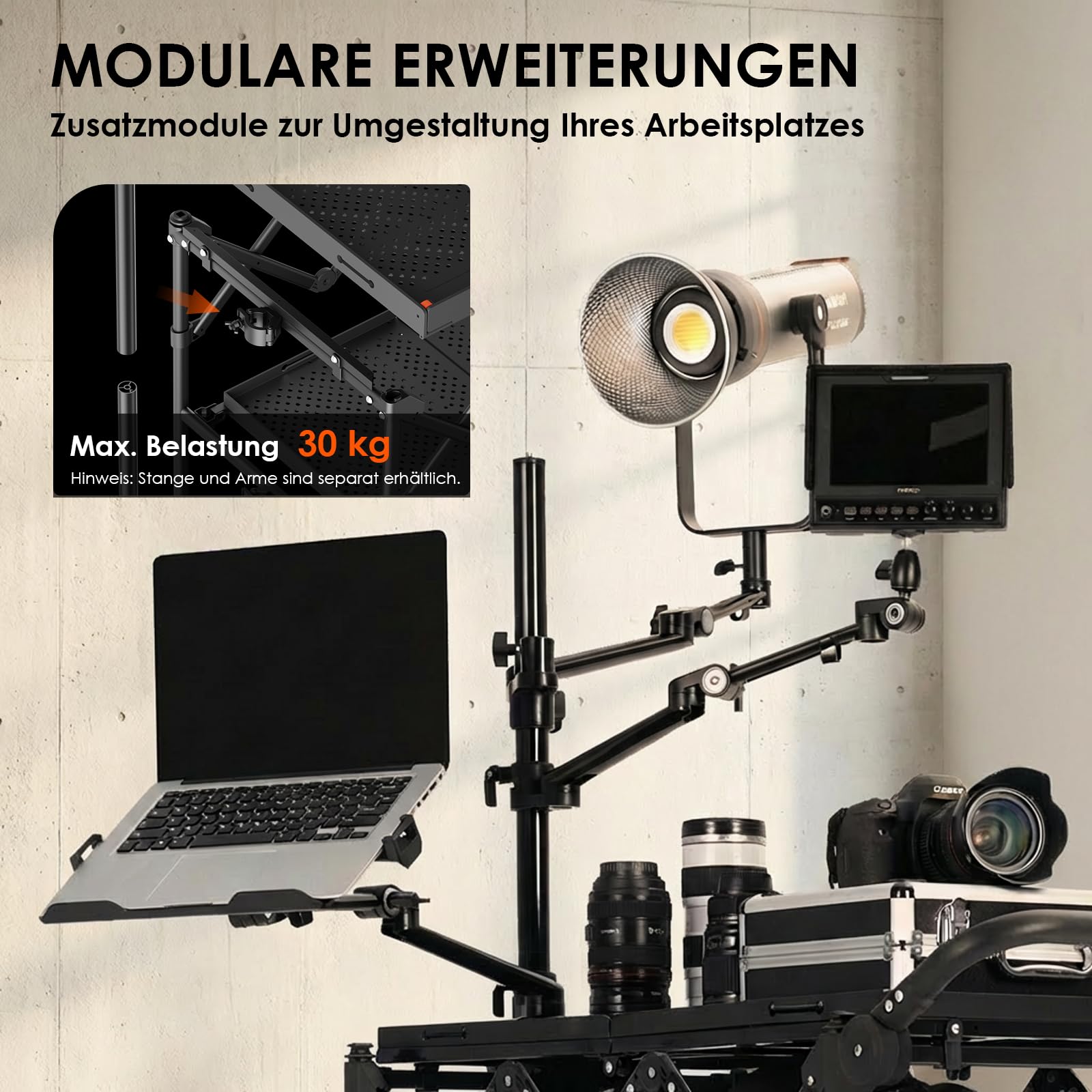 TARION Titanrig Cart Pro Kamerawagen Robuster Filmwagen mit Lufträdern | Film Cart Kamera Wagen Videowagen mit Schwenkrädern & hoher Tragkraft für Studio Bühne Filmemacher Profi Fotografen