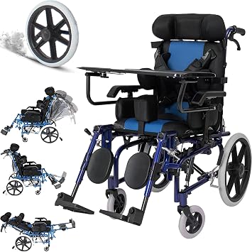 Foldable Wheelchair for Cerebral Palsy Childs & Elderly, Adults Pediatric Wheelchair Manual Wheelchairs with Anti-flip Wheels and Lay-Flat, Transport Wheelchairs Weights Only 48lbs,Kid
