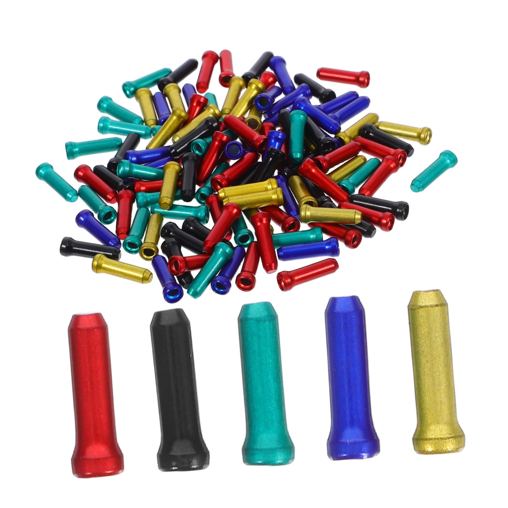 DECHOUS 100pcs Cable End Crimps: Bike Cable End Cap Aluminium Alloy Bicycle Brake Wire Tips Crimp Wire Caps Accessory for Road Mountain Bicycle