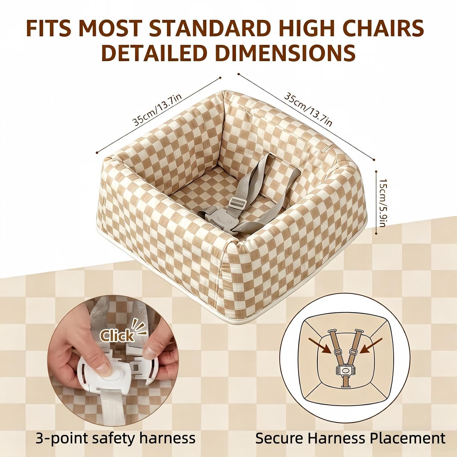 Muslin Baby High Chair Cover for Restaurant & Travel-Checkered