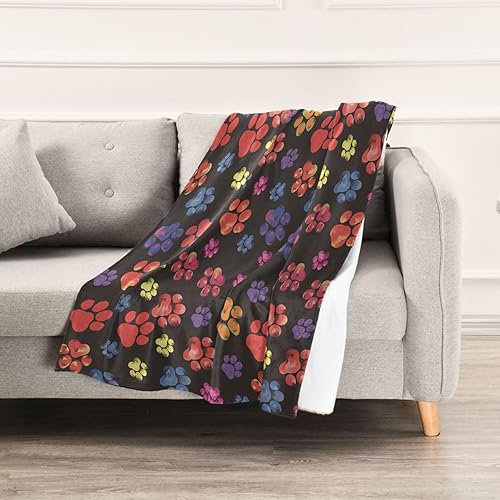 Miniatura 5 de Mantas y mantas ultrasuaves con estampado de patas, cómodas mantas de otoño para adultos y niños, para dormitorio, cama, 60 x 90 pulgadas