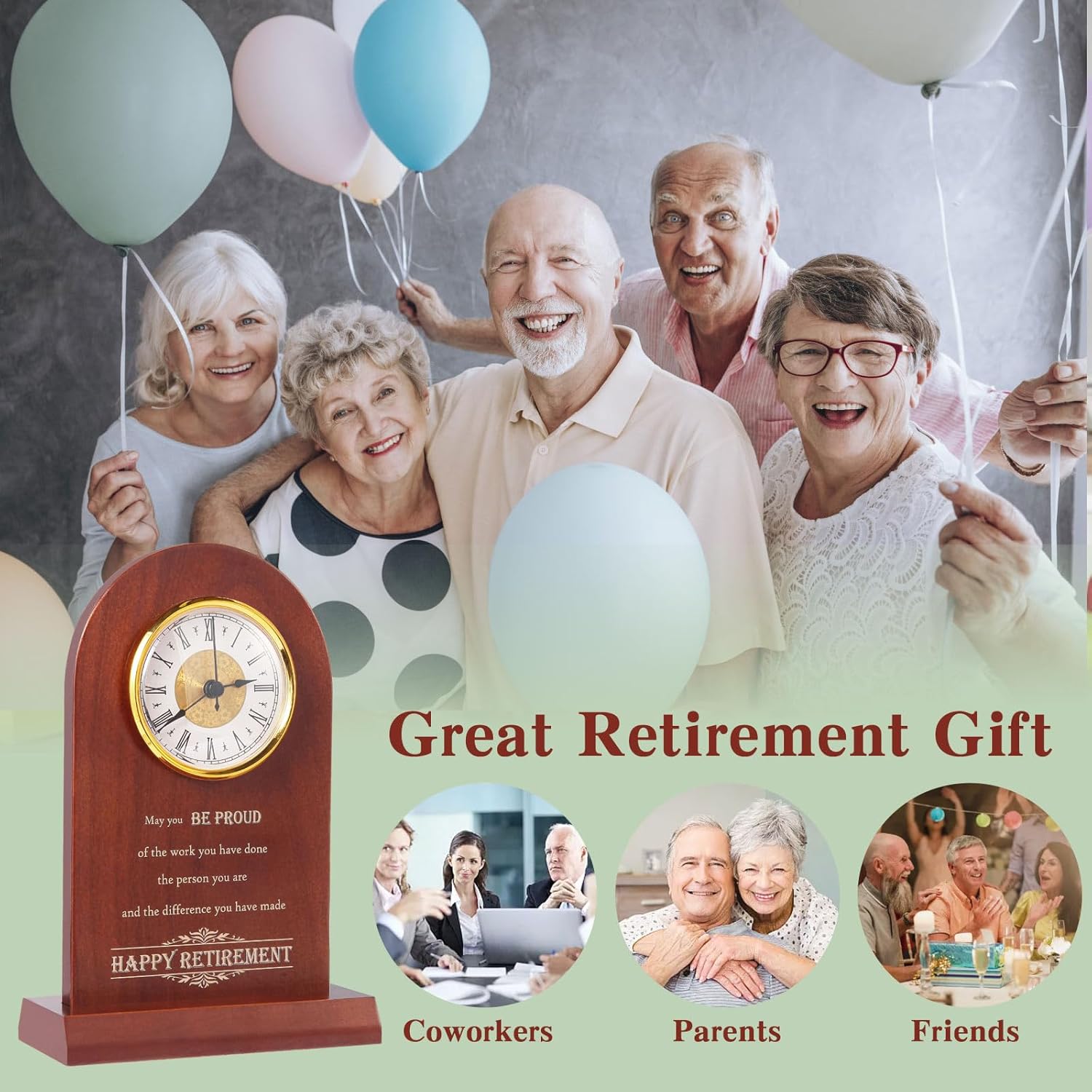 Retirement Clock for Woman Men Employee, Happy Retirement Gifts for Coworker, Nurse, Veterans, Teacher, Boss,Congratulations Retired Gifts,Retirement Gift Basket,Retirement Gift Clock