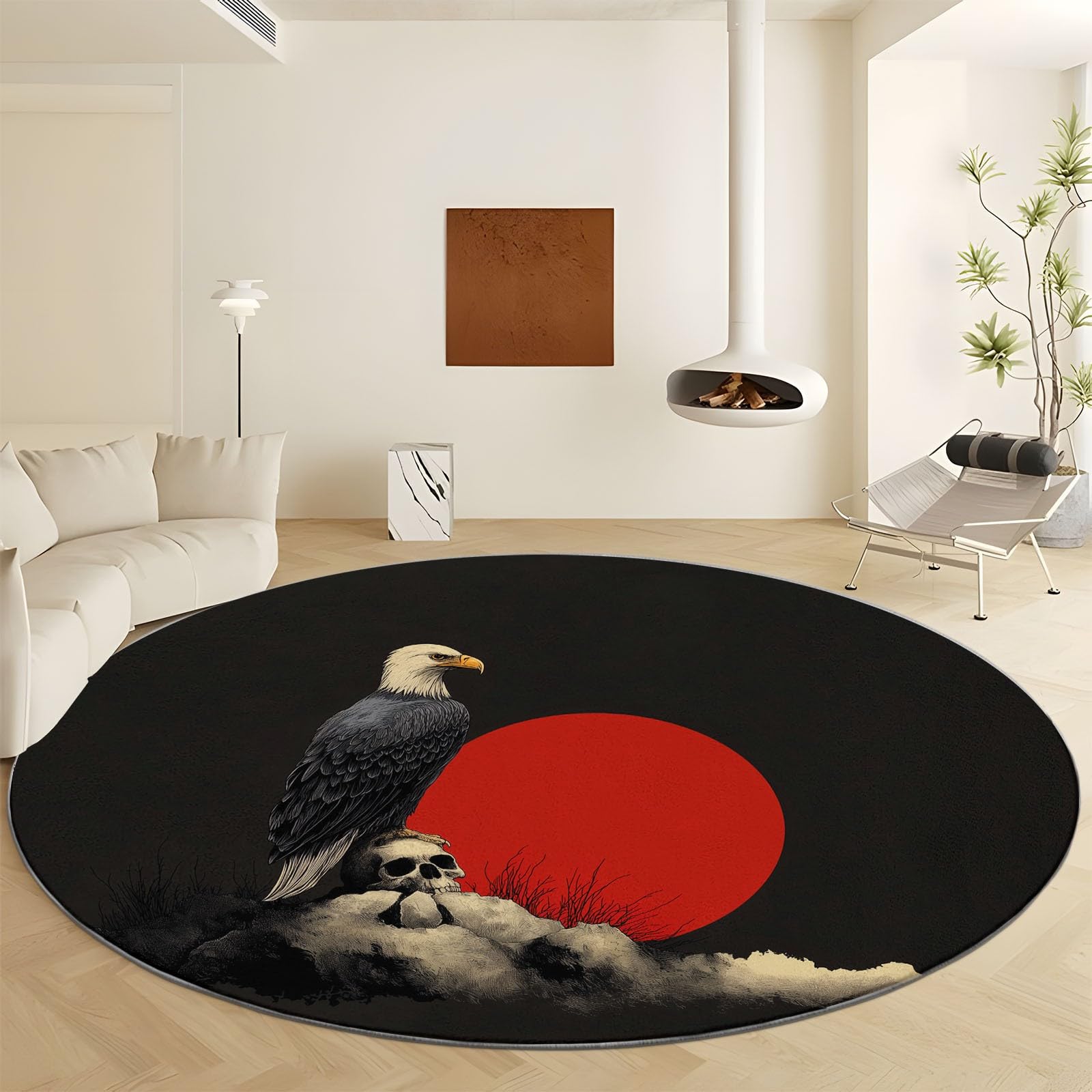 Tapis noir lavable et antidérapant de style gothique crâne 80 cm