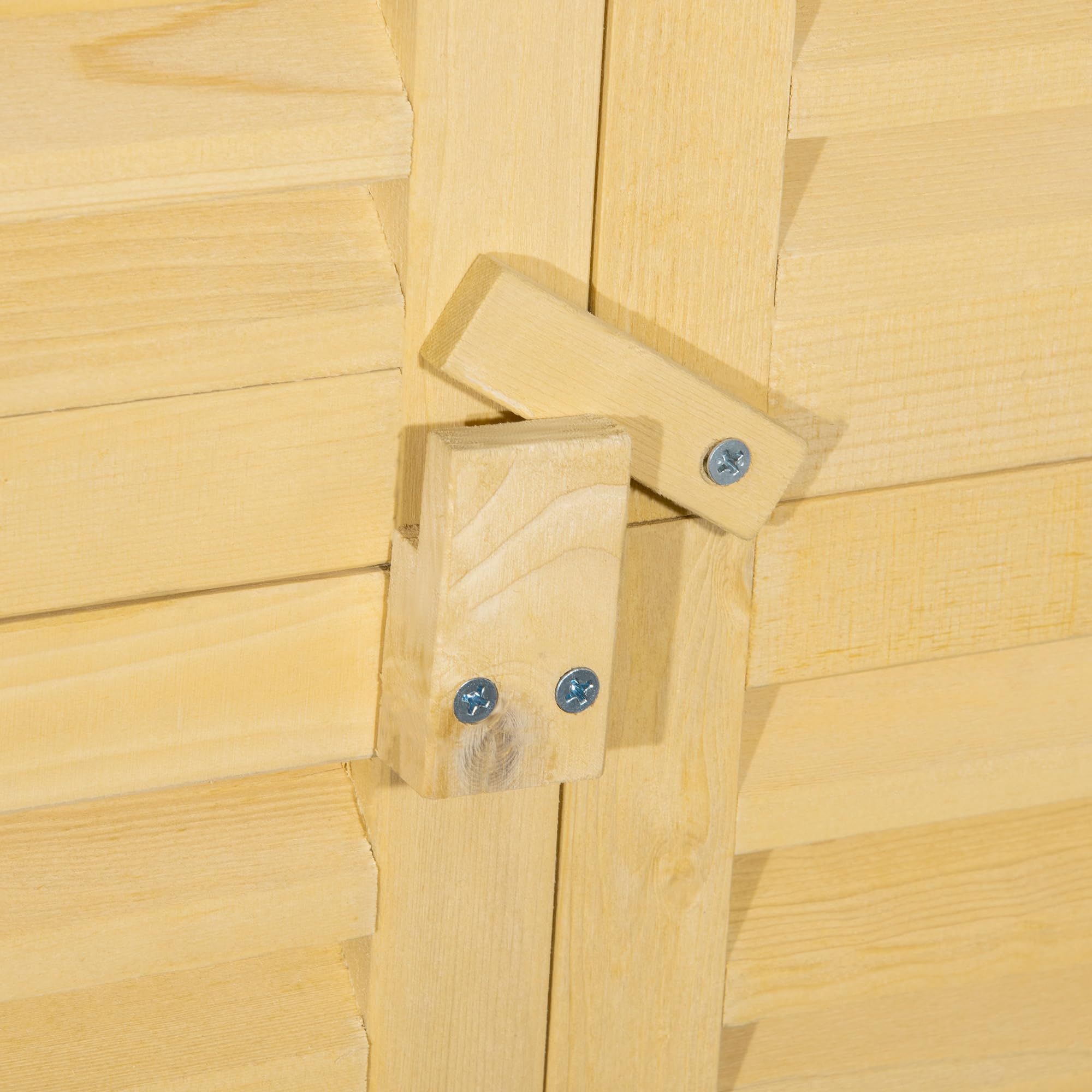 Outsunny Casetta in Legno da Giardino con Tetto Impermeabile, Armadio da Esterno Porta Attrezzi da Giardino con 4 Scompartimenti, 87x46.5x160cm, Color Legno