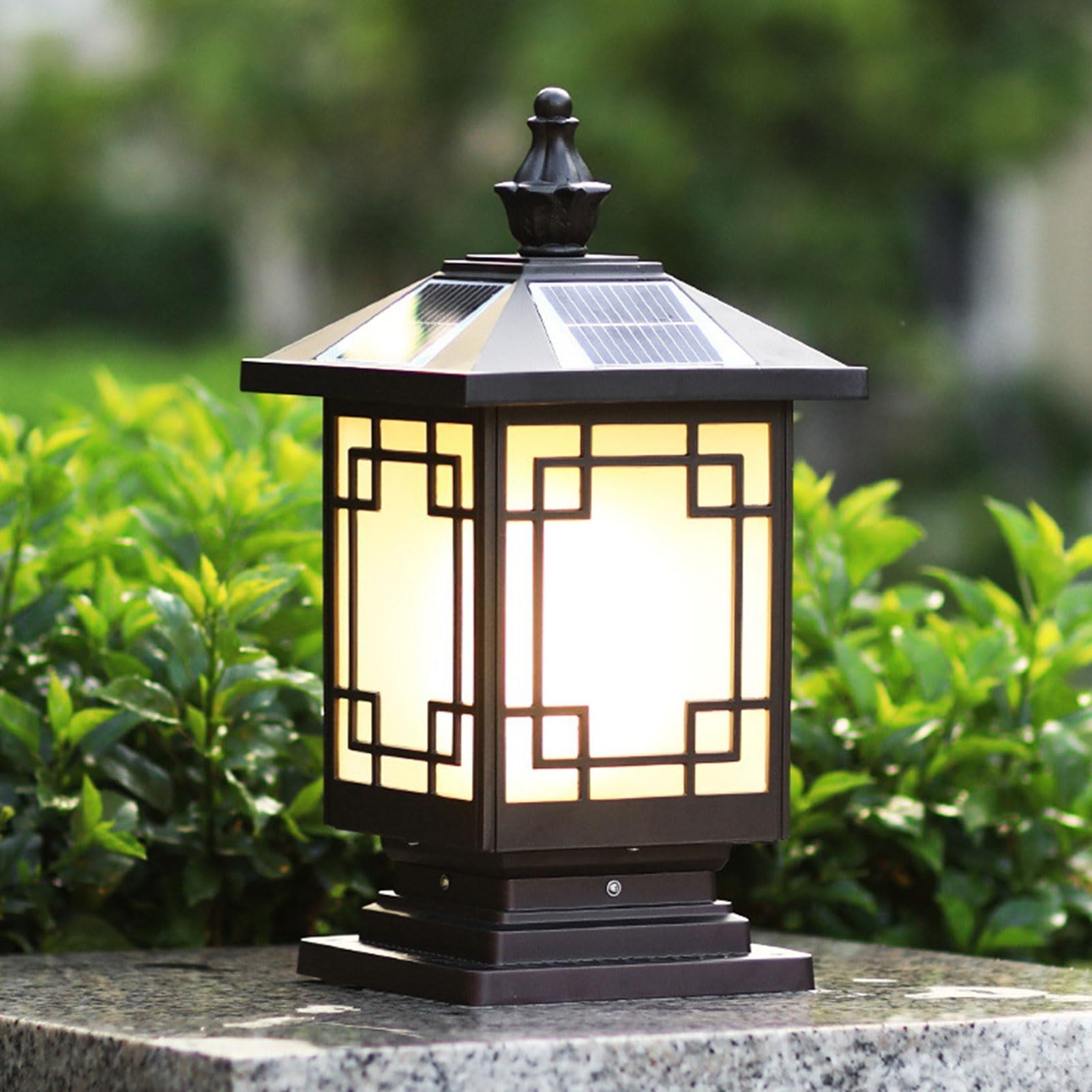 Pfostenleuchten Außenbereich Rustikale quadratische Solar-Säulenleuchte IP65 Wasserdichte Aluminium-Säulenleuchte Outdoor Fence Post Lights for externe Garten Terrasse Landschaft Straße Laterne(18*38c