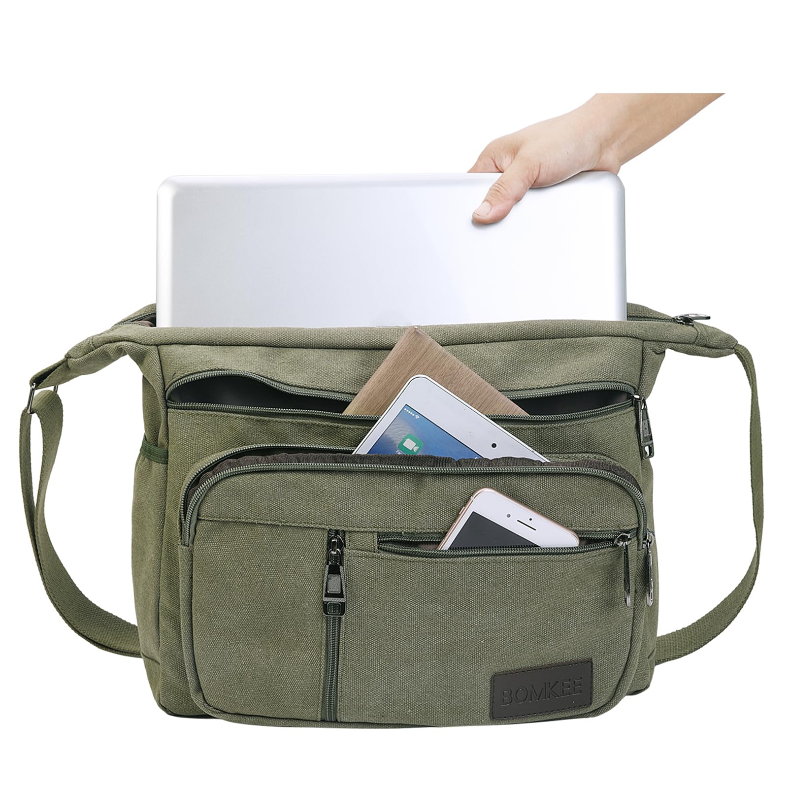Bolsos Bandolera de Hombres, Bolso Hombro Grande de Lona para Portátiles, Senderismo, Trabajo y Escuela