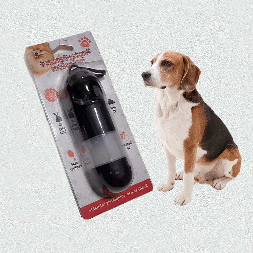 Dog Poop Bag Holder with Empty Hand Sanitizer Bottle On the GoPet