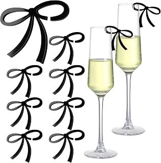 Colingmill 24 Pcs Black Bows Drink Marker Coquette Party Decoration,Classic