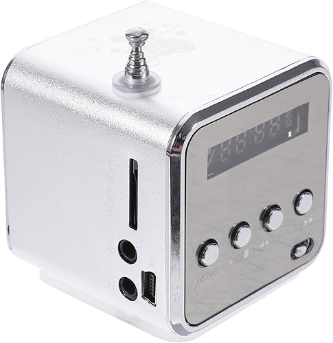 Mini música portátil digital MP3/4 reproductor micro SD/TF USB disco altavoz FM Radio (plata)