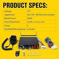 Vista 6 de Sistema PA de sirena de emergencia de 200 vatios con 8 tonos Xprite. Kit con micrófono de mano e interruptores de control de luces