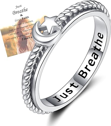 Miniatura 8 de ZOEXUE Anillos giratorios para la ansiedad, circonita cúbica, Nothing Can Stop You, anillo de plata de ley para aliviar el estrés, anillo de