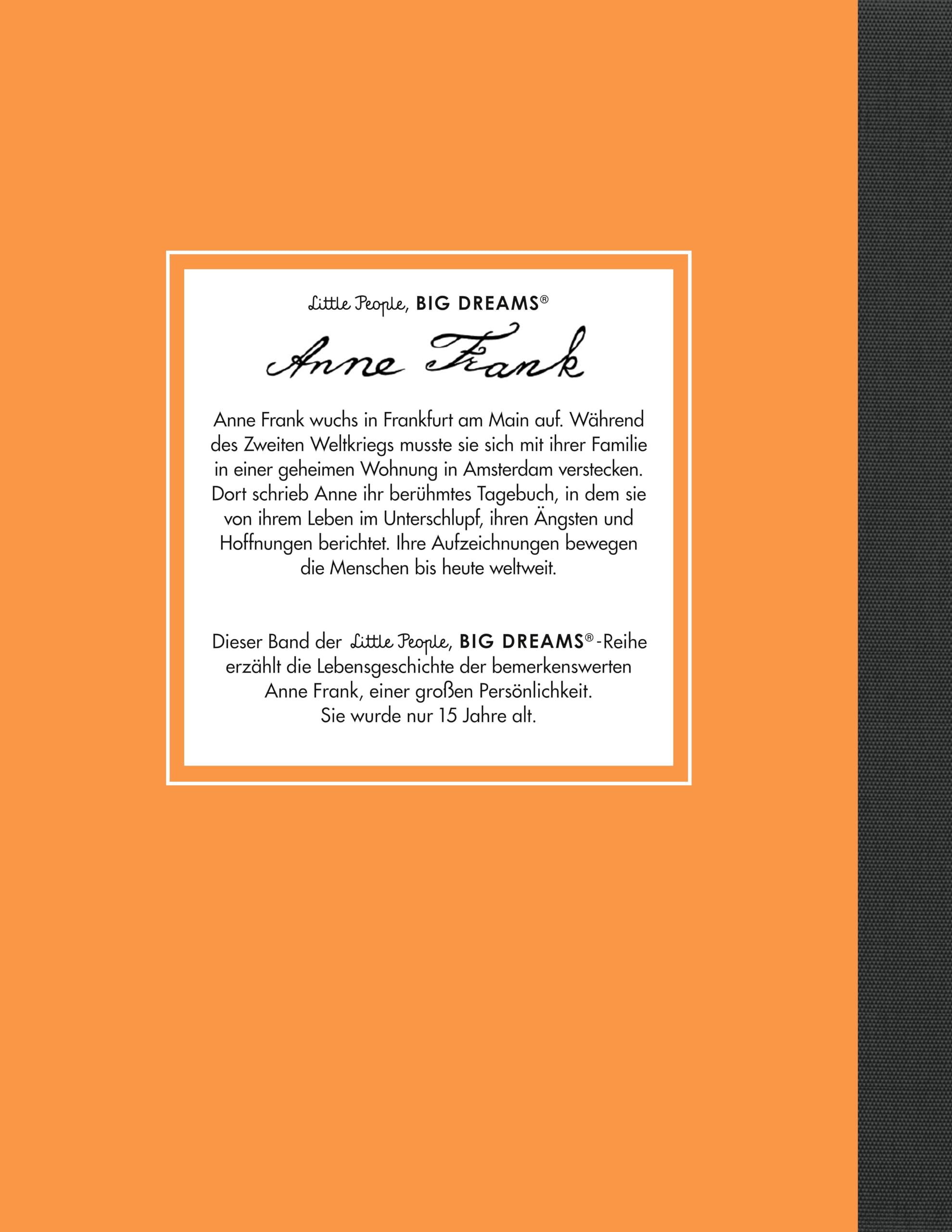Anne Frank – Little People, BIG DREAMS (Deutsche Ausgabe): Kinderbuch ab 4 Jahre