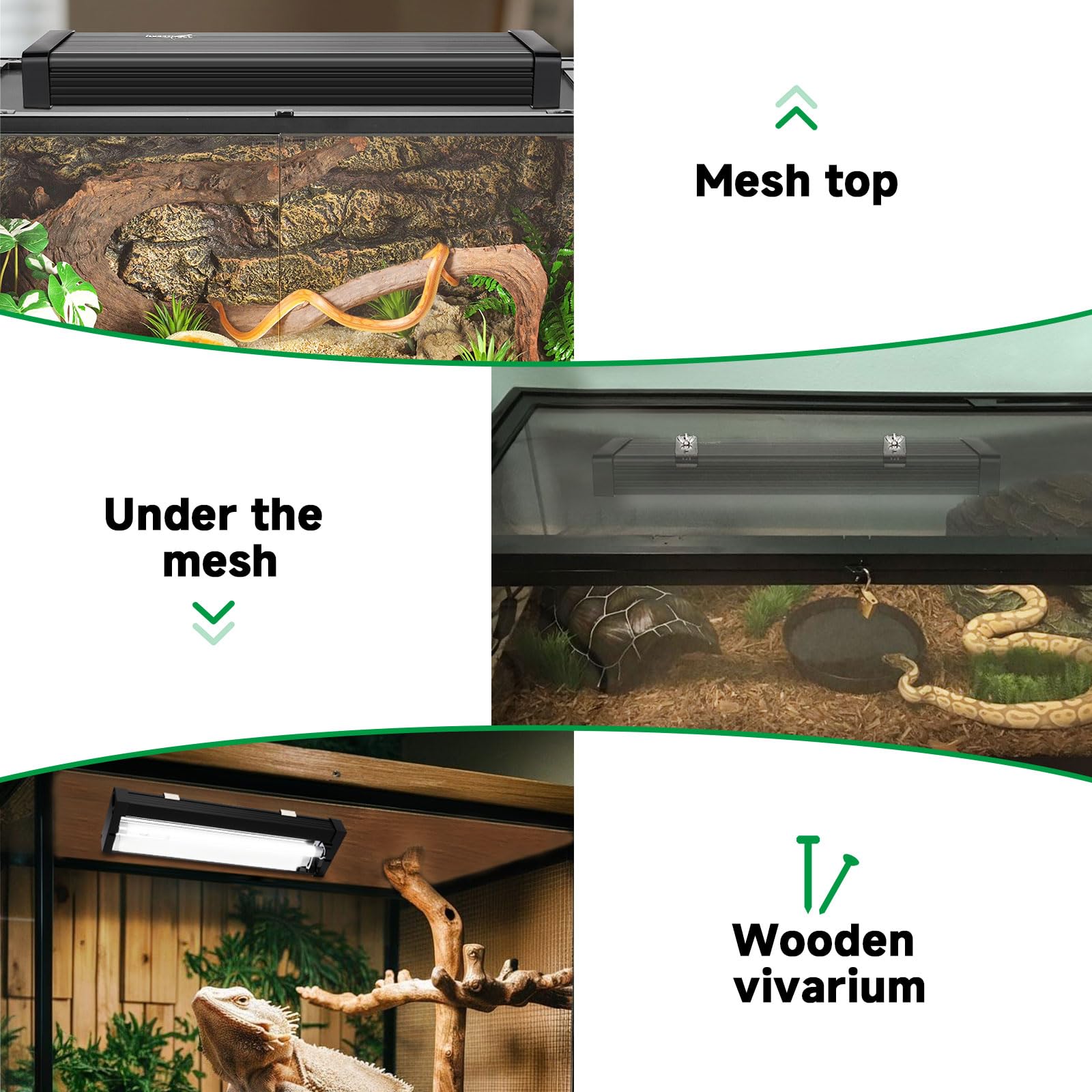 T5 UVB Reptile Light Fixture Upgrade Square HO UVB Bulb Lighting Combo Kit 10.0 UVB Light for Reptiles Terrarium Fluorescent 8W Reptile Light Bar UVA UVB Desert Lamp for Bearded Dragon Turtle Tank - image 4