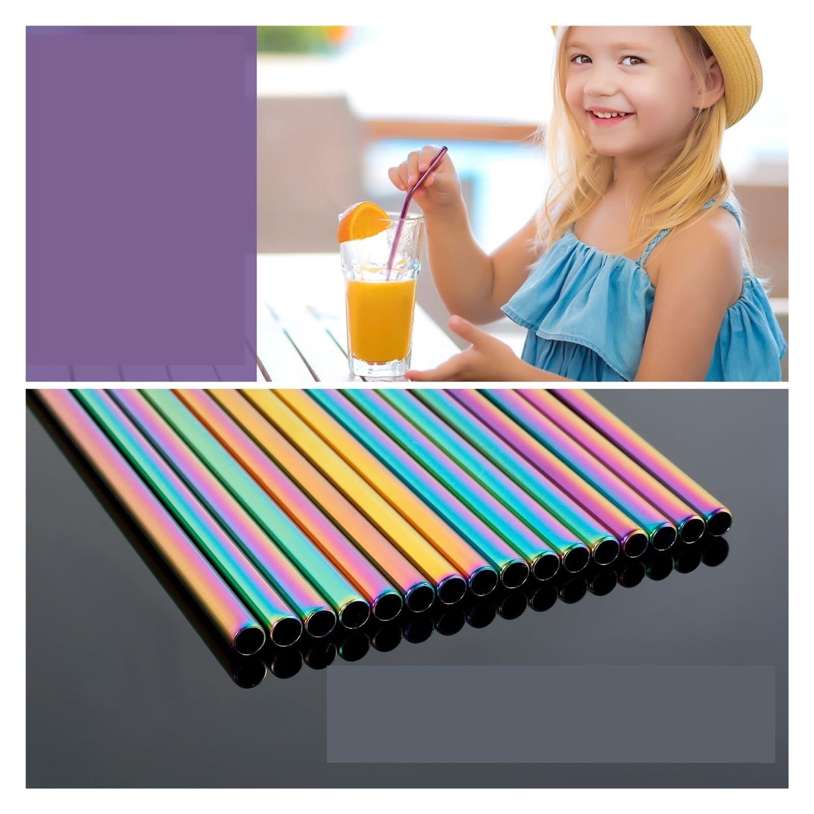 Stainless Steel Straws Gebogener Strohhalm aus Edelstahl, tragbare Strohhalme, lang trinkende Silikonspitzen, Bürste für Kaltgetränke(32pcs)