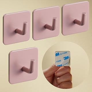 DEKAZIA® Set of 4 Rose Wall Hooks Kids - Self-Adhesive Cute Towel Hooks | Backpack Coat Hangers, Bag Rack & Decorative Holder for Bedroom, Classroom