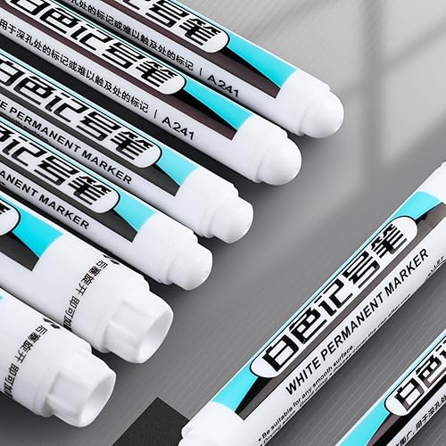 Miniatura 8 de Rotuladores a base de aceite, punta larga, secado rápido, color blanco, permanente, para vidrio de metal, 4 unidades