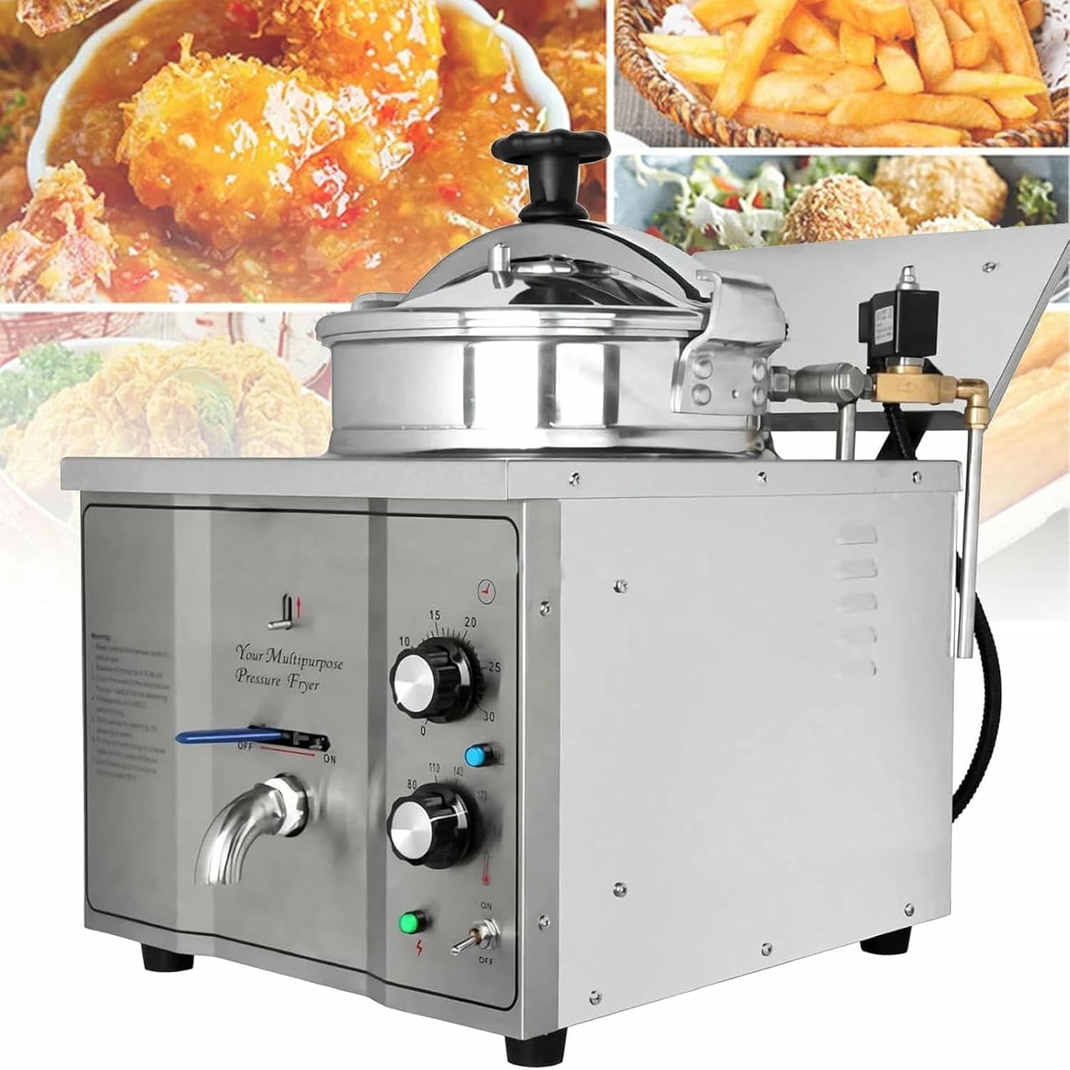 3000W Commercial Electric Countertop Pressure Fryer Large Air Fryer 16L Electric Chicken Fried Stove Oven Fryer Fried Delicacies