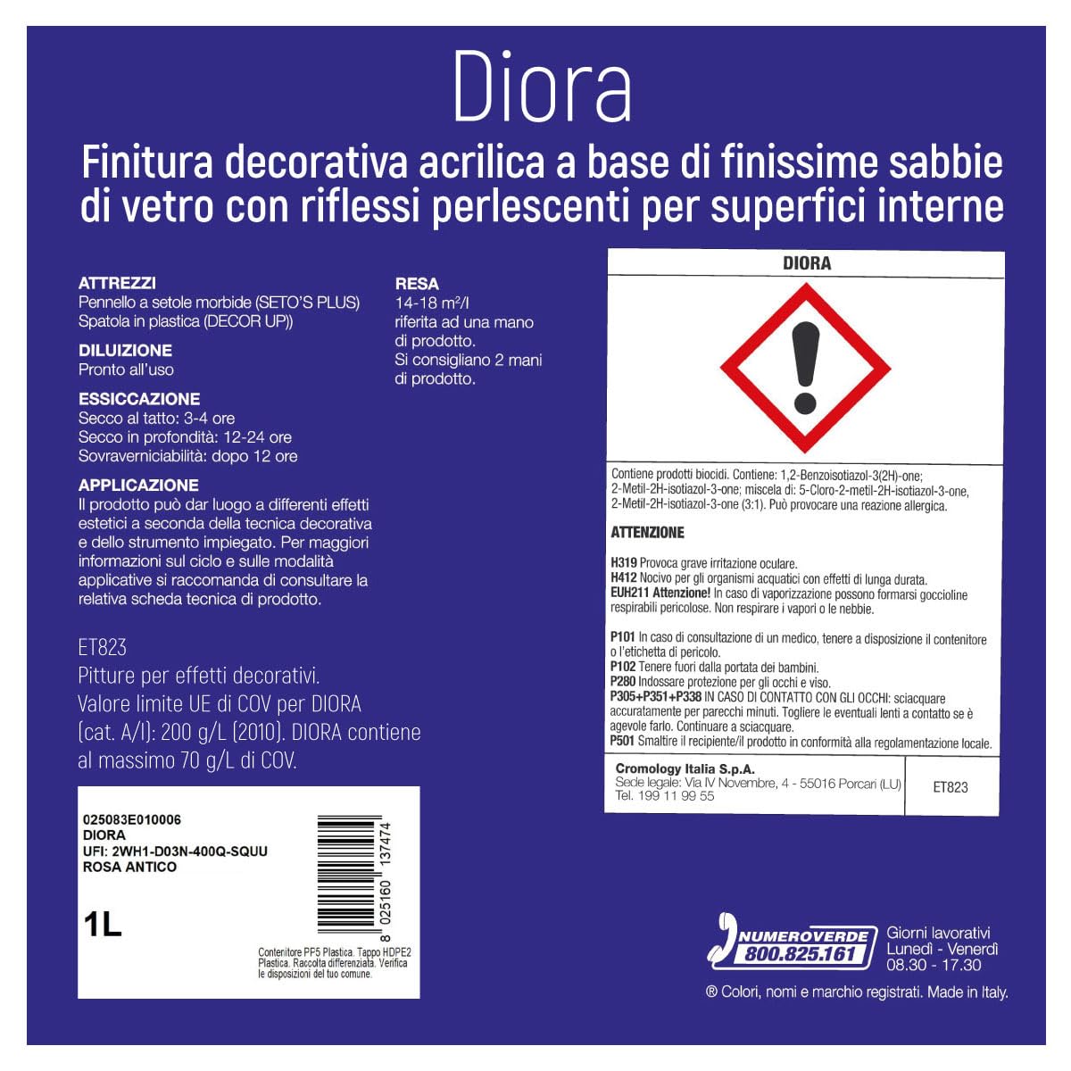 MAXMEYER Diora, Pittura Decorativa Effetto Vellutato e Perlescente, Rosa Antico, 1 L