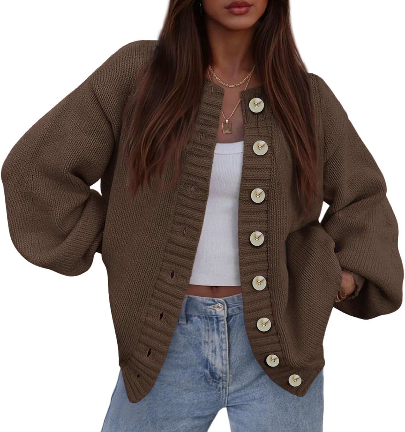 PRETTYGARDEN Women's 2026 Winter Cardigan Sweaters Trendy Chunky Knit Long Sleeve Button Up Casual Warm Fall Jackets Coats