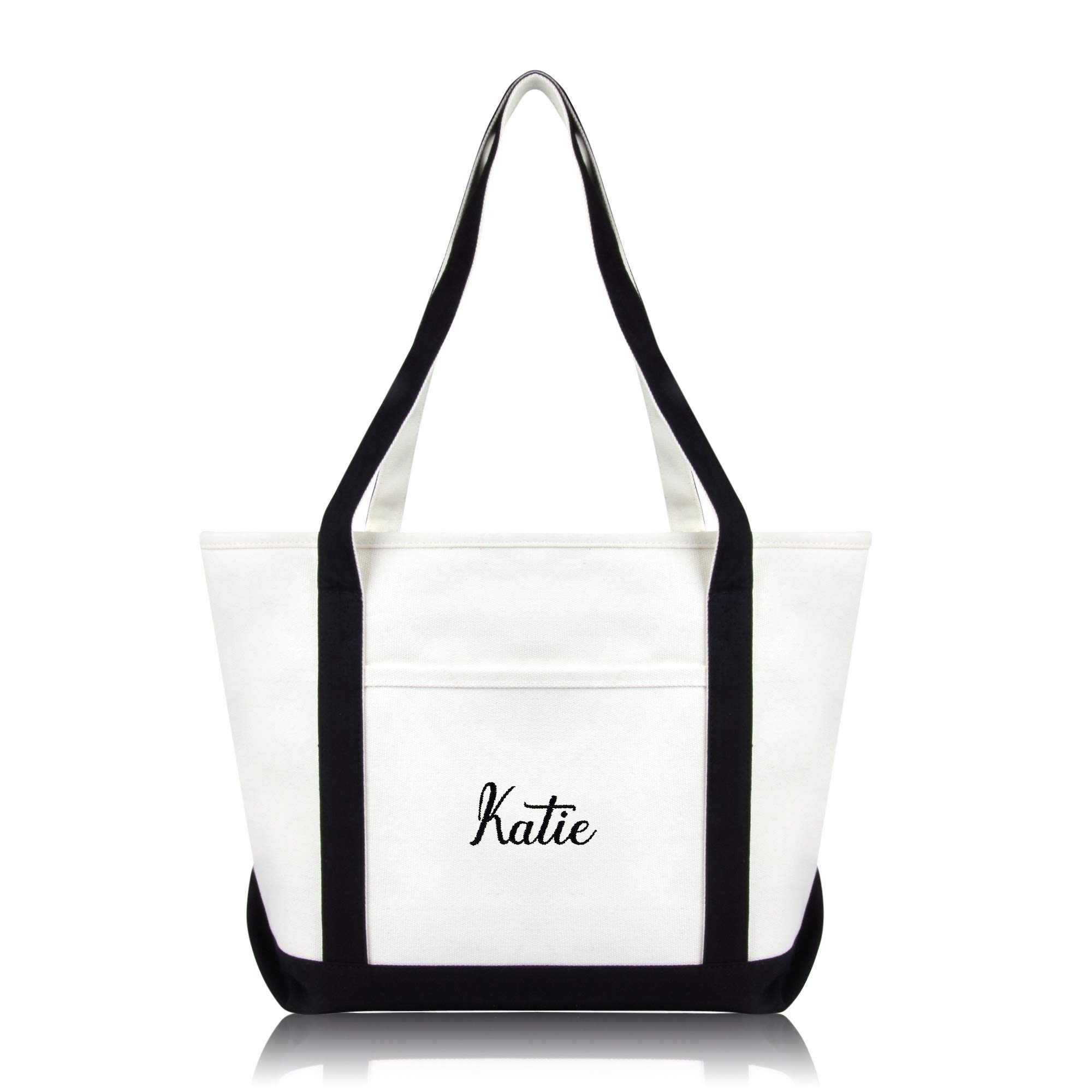 DALIX Womens Custom Names Monogrammed Premium Embroidered Tote Bag Katie