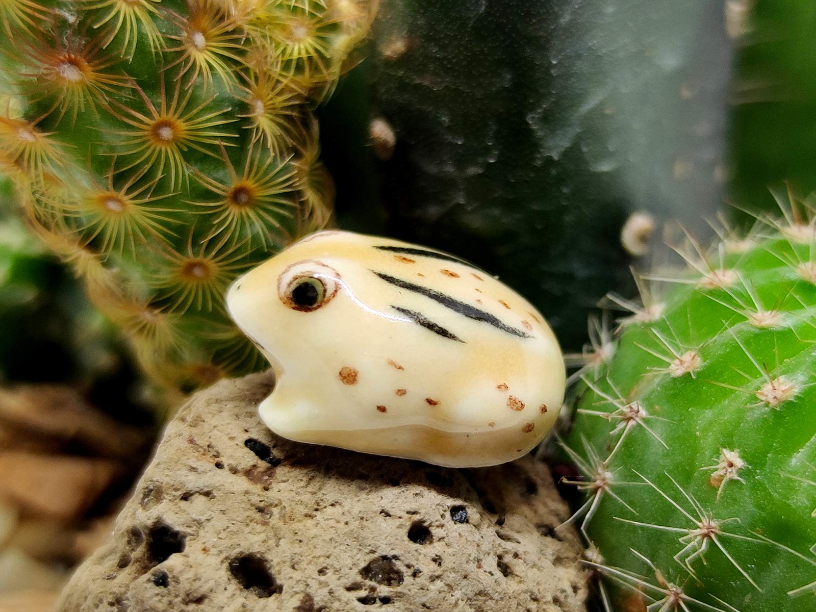 SSJSHOP Frog Micro Tiny Dollhouse Figurines Ceramic Hand Painted Animals Collectible Small Gift Home Garden Decor (Brown)