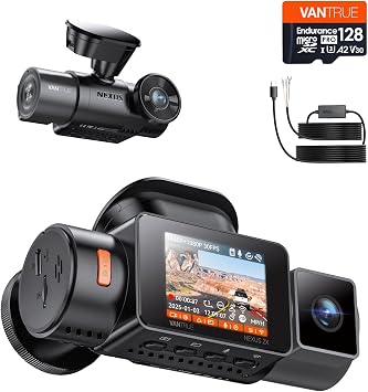 VANTREU N2X Dash Cam & 128GB Genuine mciro SD Card & VP03 Direct Connection Power Cable